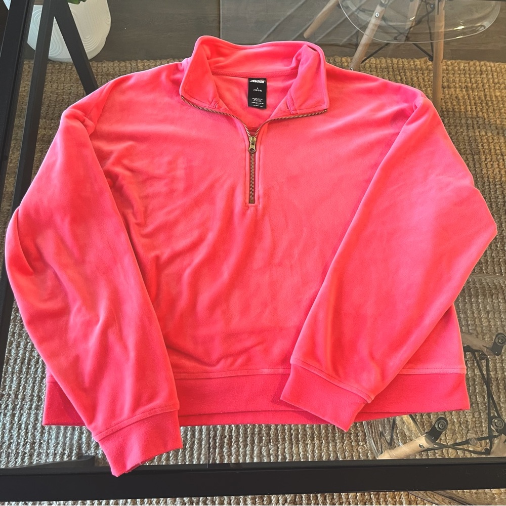 Barbie Pink Velour Quarter-Zip Pullover